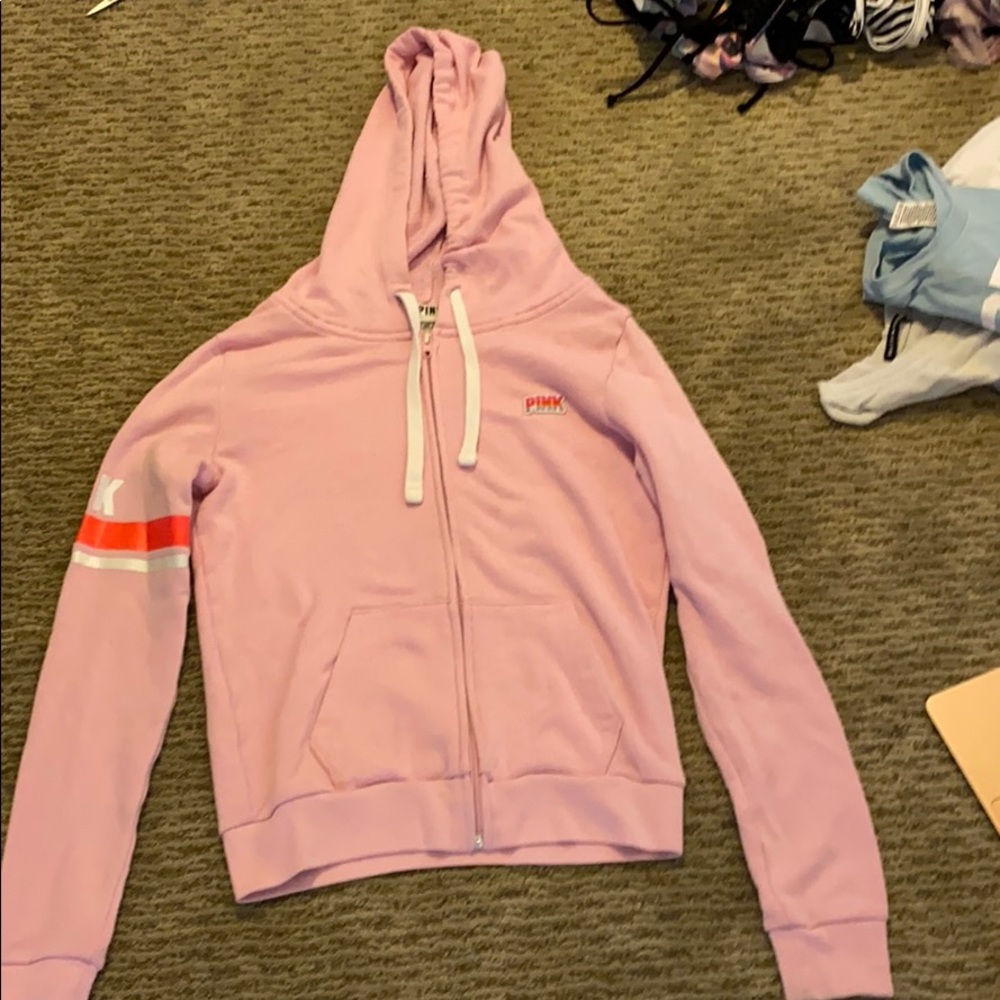 Pink jacket slightly worn with hood